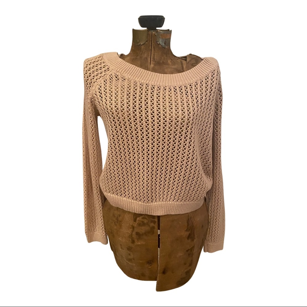 FOREVER 21 TAN OPEN KNIT TOP
